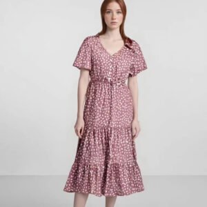 Lady's Casual Midi-Length V Neck Dress