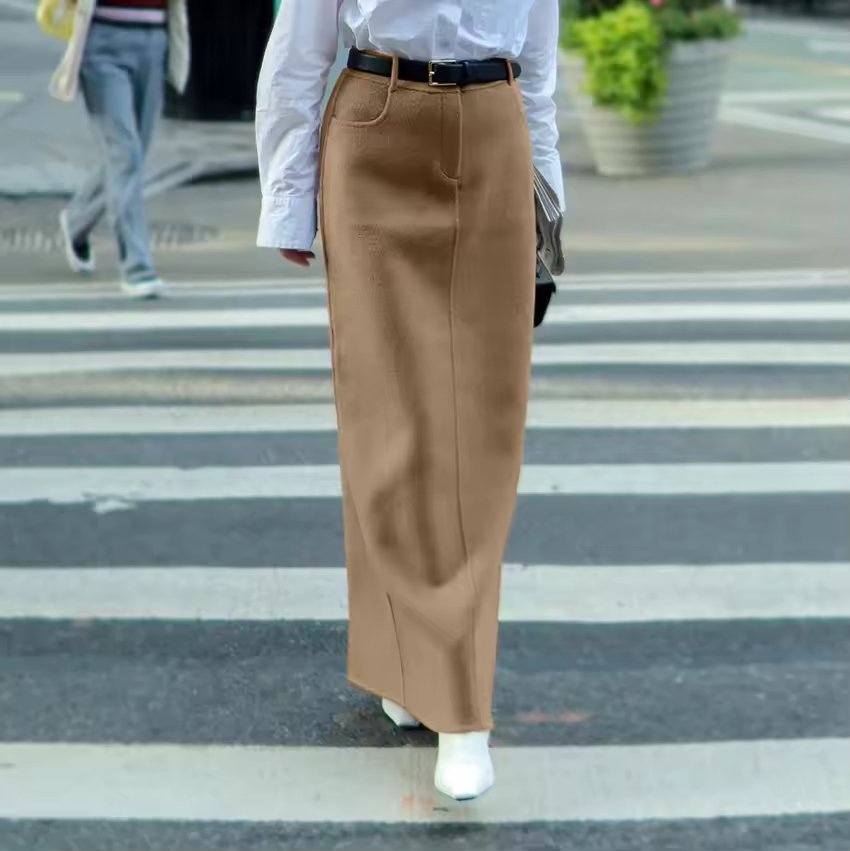 Ladies Hight Waist Long Maxi Straight Skirt
