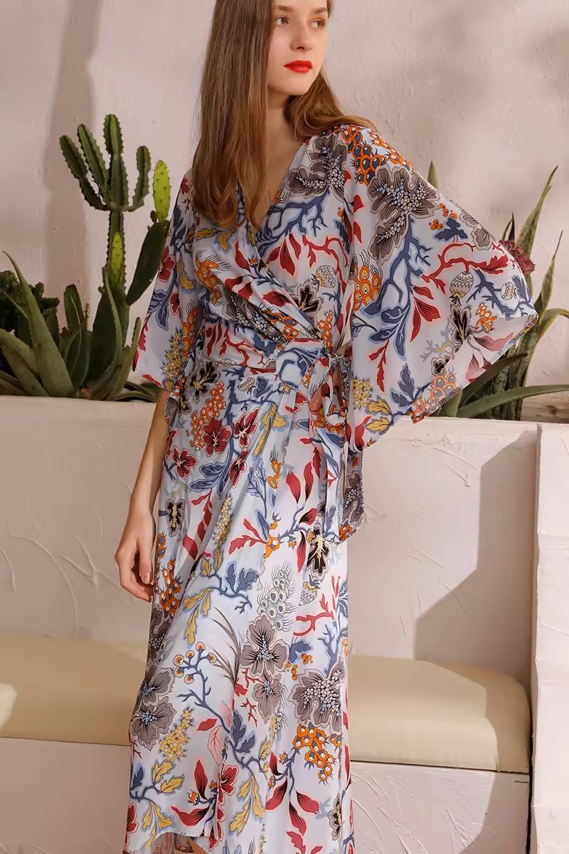 Women's Vintage Floral Print Woven Chiffon Summer Dress - Image 2